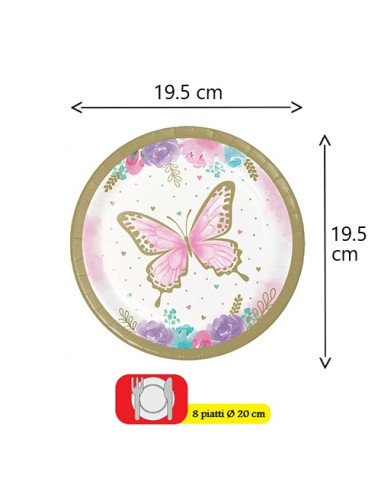 Farfalle Butterfly Piatti di carta da dessert...