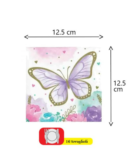 Farfalle Butterfly Tovaglioli di carta da buffet 25x25 cm