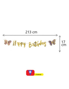 Farfalle Butterfly Festone sagomato Happy Birthday 213x17 cm 2