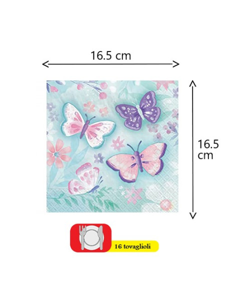 Farfalle Butterfly Tovaglioli di carta 33x33 cm