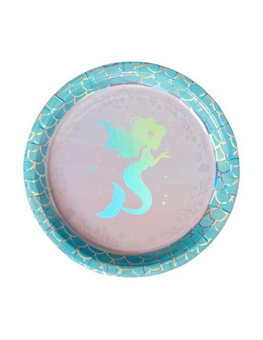Sirena Mermaid Shine Piatti di carta da dessert 20 cm
