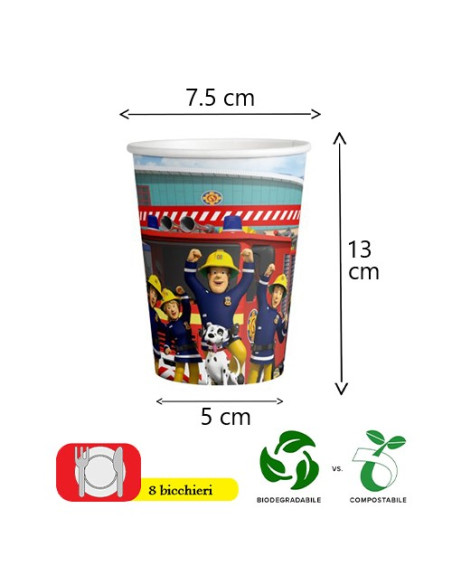 Sam il Pompiere - Bicchieri di carta 250 ml