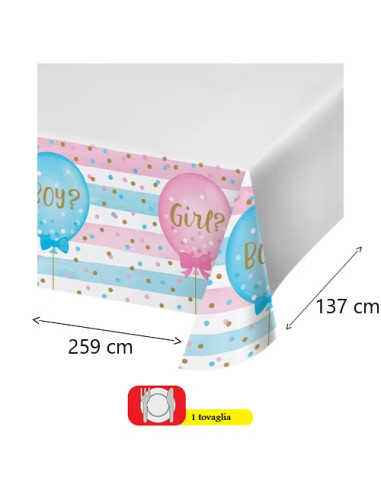 Gender Reveal -Tovaglia di plastica 137x259 cm