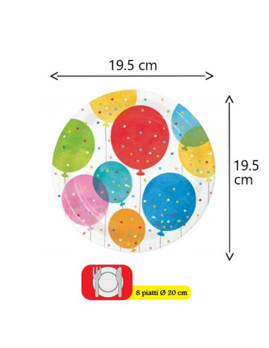 Balloon Blast Piatti di carta da dessert 20 cm