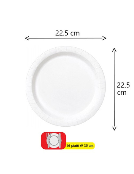 Bianco - Piatti di carta 23 cm