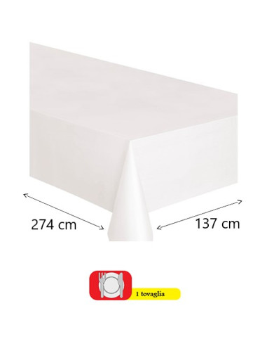 Bianco - Tovaglia di plastica 137x274 cm