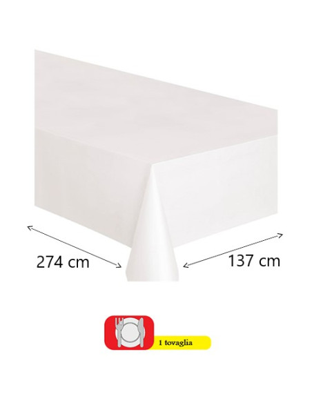 Bianco - Tovaglia di plastica 137x274 cm
