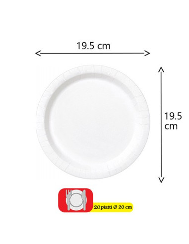 Bianco - Piatti di carta da dessert 18 cm