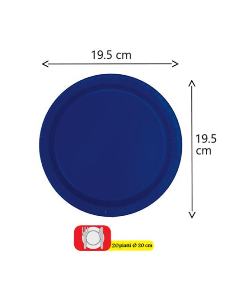 Blu Navy - Piatti di carta da dessert 18 cm