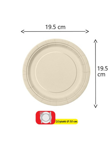 Avorio - Piatti di carta da dessert 18 cm