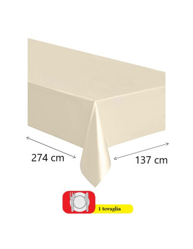 Avorio - Tovaglia di plastica 137x274 cm