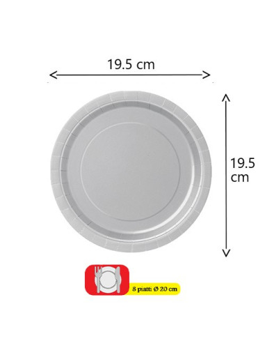 Argento - Piatti di carta da dessert 18 cm