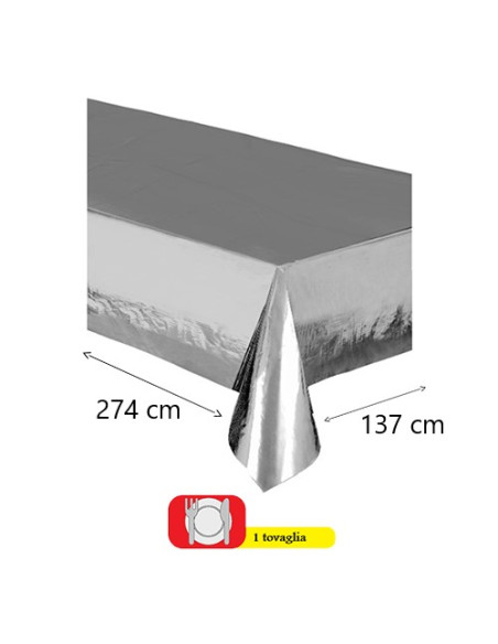 Argento - Tovaglia di plastica 137x274 cm