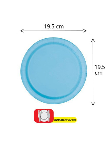 Azzurro Piatti di carta da dessert 20 cm