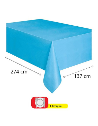 Azzurro Tovaglia di plastica 137x274 cm