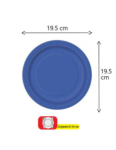 Blu Cobalto - Piatti di carta da dessert 18 cm