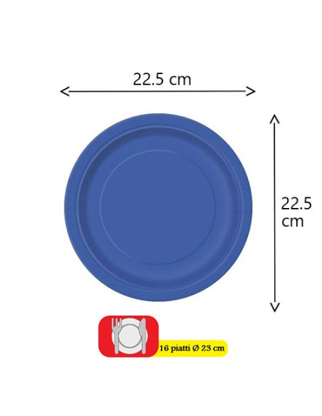 Blu Cobalto - Piatti di carta 23 cm