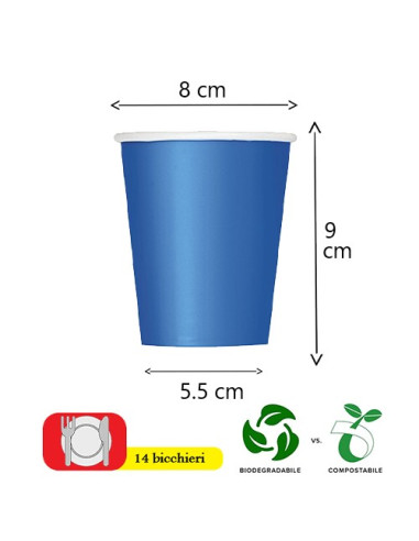 Blu Cobalto - Bicchieri di carta 266 ml