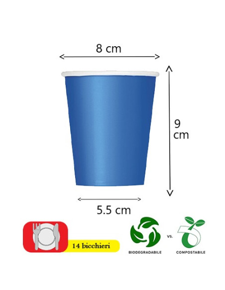 Blu Cobalto - Bicchieri di carta 266 ml