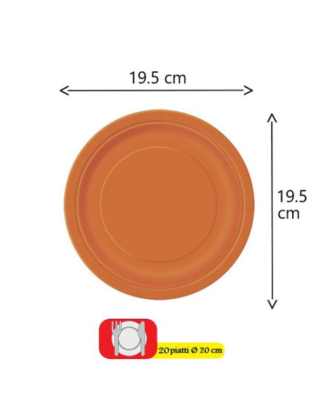 Arancione - Piatti di carta da dessert 18 cm