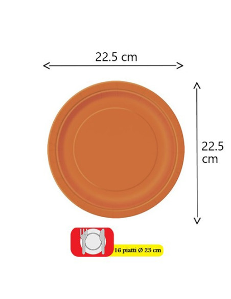 Arancione - Piatti di carta 23 cm
