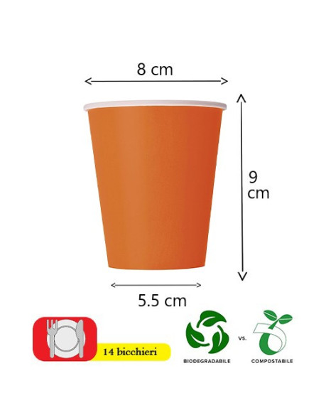 Arancione - Bicchieri di carta 266 ml