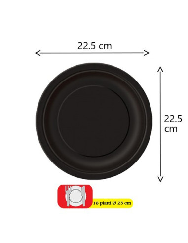 Nero - Piatti di carta 23 cm