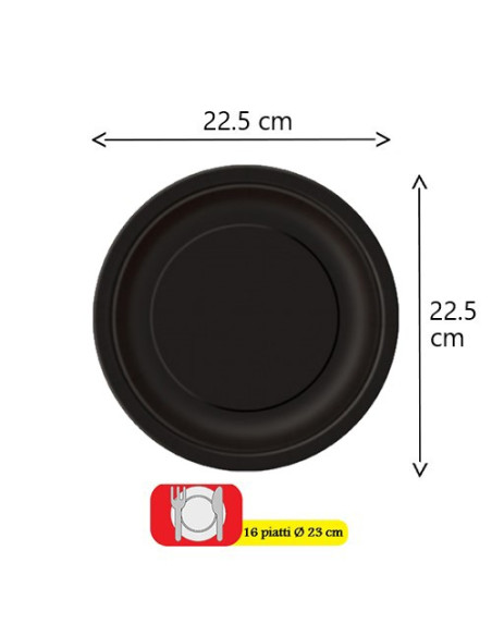 Nero - Piatti di carta 23 cm
