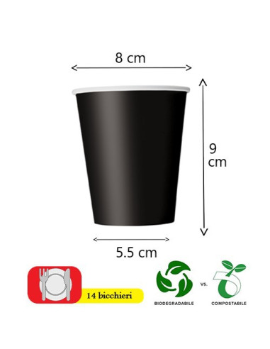 Nero - Bicchieri di carta 266 ml