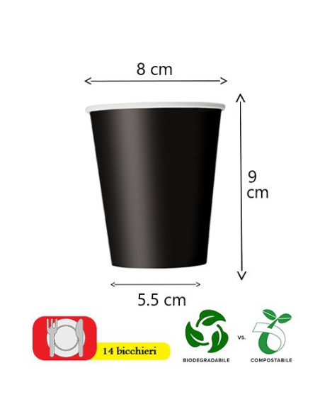 Nero - Bicchieri di carta 266 ml