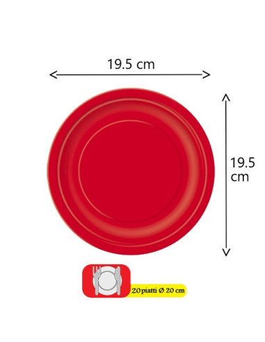 Rosso - Piatti di carta da dessert 18 cm