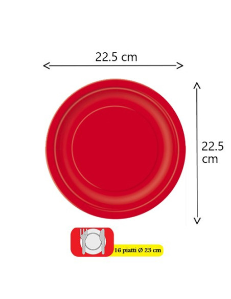 Rosso - Piatti di carta 23 cm