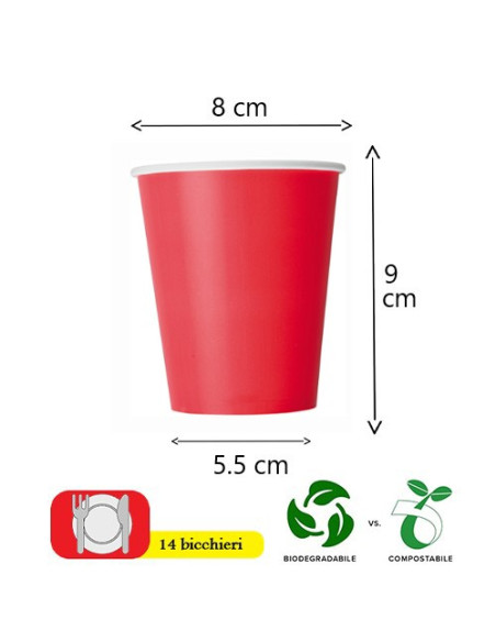 Rosso Bicchieri di carta 266 ml ECO