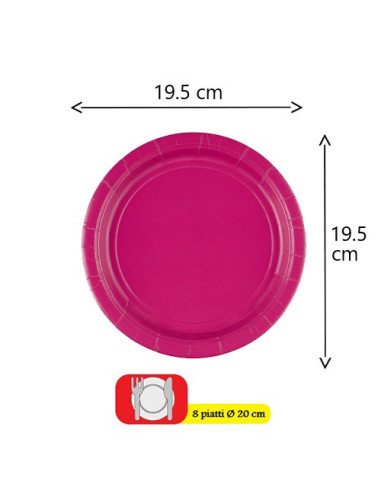 Magenta Piatti di carta da dessert 20 cm