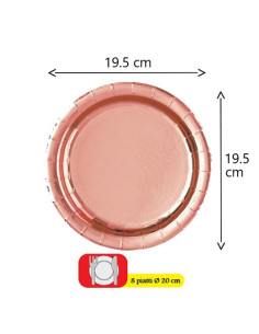 Rose Gold Piatti di carta da dessert 20 cm 2