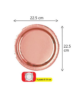 Rose Gold Piatti di carta 23 cm 2