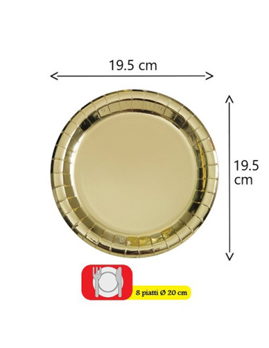 Oro - Piatti di carta da dessert 18 cm