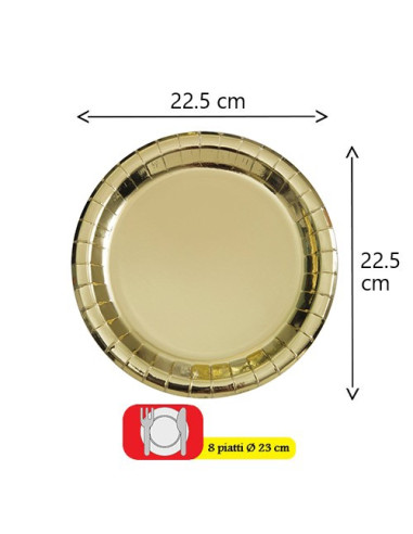 Oro - Piatti di carta 23 cm