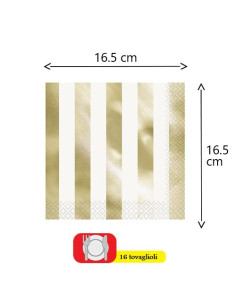 Oro - Tovaglioli di carta 33x33 cm (strisce) 2