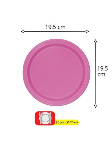 Rosa acceso Piatti di carta da dessert 20 cm