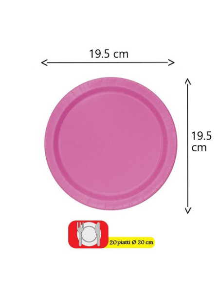 Rosa acceso Piatti di carta da dessert 20 cm