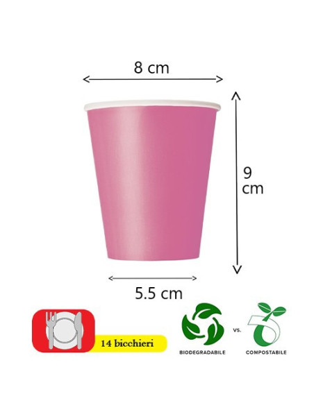 Rosa acceso - Bicchieri di carta 266 ml