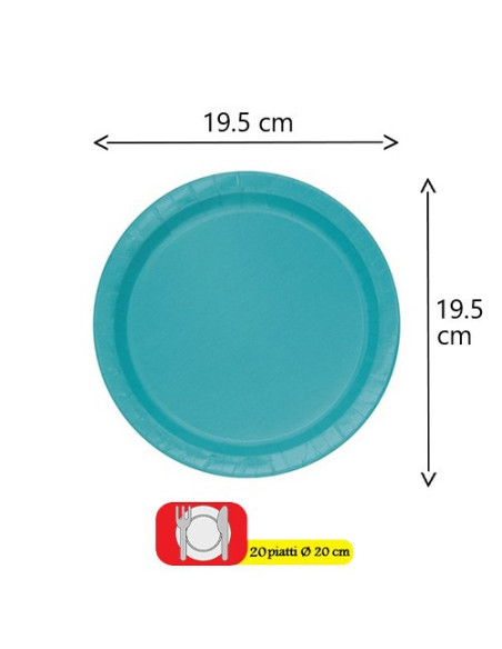 Verde acqua - Piatti di carta da dessert 18 cm