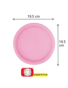 Rosa pastello Piatti di carta da dessert 20 cm 2