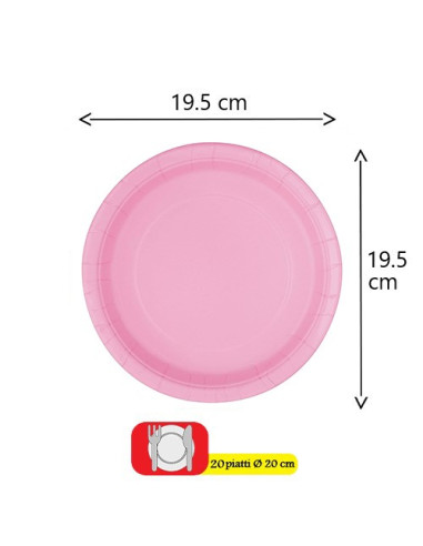 Rosa pastello Piatti di carta da dessert 20 cm