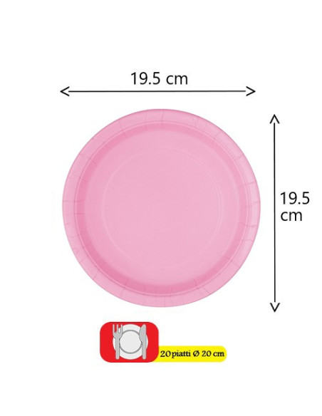 Rosa pastello Piatti di carta da dessert 20 cm