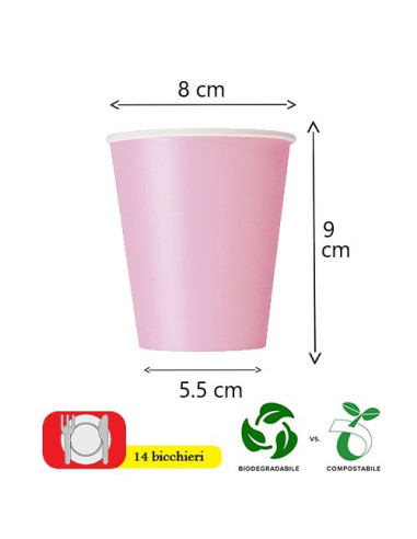 Rosa pastello Bicchieri di carta 266 ml ECO