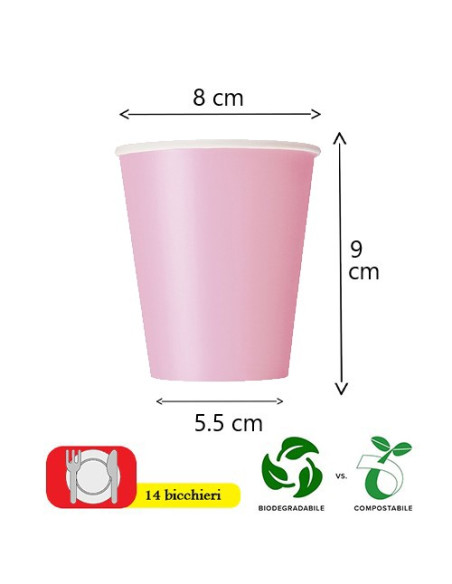 Rosa pastello Bicchieri di carta 266 ml ECO