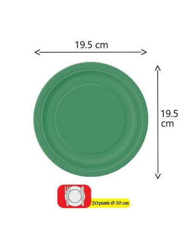 Verde smeraldo - Piatti di carta da dessert 18 cm