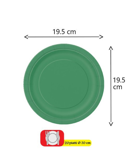 Verde smeraldo - Piatti di carta da dessert 18 cm